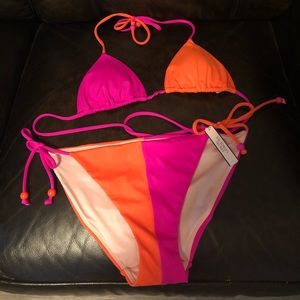 Victoria’s Secret 2 piece swimsuit. Orange & pink.
